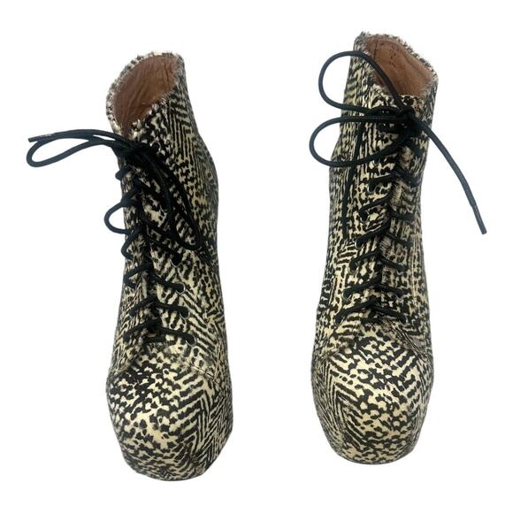 Jeffrey Campbell Lita Havana Last Fur Zebra Platform Booties Size 8 - Picture 1 of 9